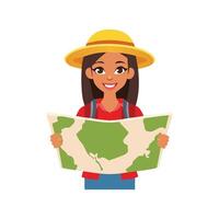 Tour guide with happy map vector