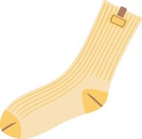 Cozy ribbed sock with reinforced heel and toe, featuring a small label near the top, isolated on a white background, representing comfort, warmth and style vector
