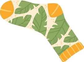 Comfortable sock featuring a vibrant tropical leaf design, evoking a sense of summer, warmth, and relaxation, perfect for adding a touch of nature to everyday style vector
