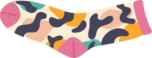 Modern and stylish sock featuring a vibrant, colorful abstract pattern resting on a clean white background, ideal for highlighting fashion and comfort in everyday wear vector