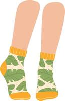 Cozy and stylish socks featuring a vibrant green leaf design, infusing everyday comfort with a refreshing touch of nature, perfect for any season and enhancing personal style vector