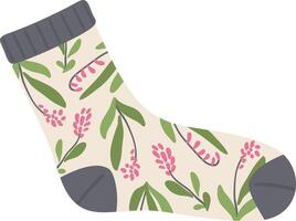 Sock with a delicate floral pattern combines fashion and comfort, adding a touch of elegance to everyday style with its seamless blend of practicality and aesthetic appeal vector