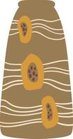 Contemporary vase featuring a stylized papaya motif, with wavy lines and a warm color palette, creating a visually appealing design suitable for interior decoration or graphic design projects vector
