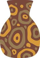 Brown ceramic vase with abstract pattern showing concentric circles, suitable for interior design and home decoration, representing craftsmanship and elegance vector