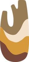 Modern and minimalist abstract design featuring an organic shape with wavy lines in earth tones, creating a visually appealing composition suitable for various design projects vector