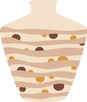 Modern and stylish vase with a unique design featuring wavy lines and circles in warm, earthy tones of brown and yellow, perfect for adding a touch of elegance to any home decor vector