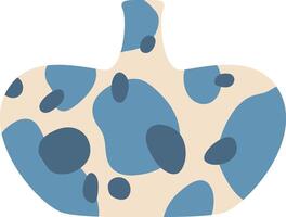 Contemporary ceramic vase with blue irregular spots and shapes on a beige background, adding a touch of artistic elegance to interior design vector