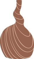 Modern and stylish brown vase with spiral neck and circular decorations on the body, creating a unique and elegant design element for interior decoration vector