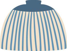 Featuring a simple striped vase adorned with vertical blue and beige lines, showcasing a small neck and a rounded body, isolated against a clean white background vector