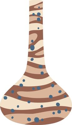Stylish ceramic vase with abstract brown and beige stripes and blue dots decoration, perfect for adding a touch of modern elegance to any home decor