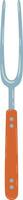 Large meat fork with an orange handle and two metallic prongs is standing upright against a white background, ready for use in a kitchen or barbecue setting vector