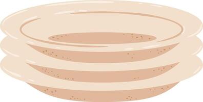 Beige ceramic plates stacked on top of each other, creating a visually appealing repetition of shapes and textures, suitable for kitchen and dining concepts vector
