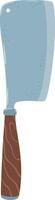 Large and sharp meat cleaver with wooden handle standing vertically on a white background, useful kitchen utensil for cutting meat, poultry, and vegetables vector