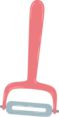Pink peeler featuring a sharp blade, simplifying the peeling process in the kitchen while enhancing the speed and ease of cooking for various fruits and vegetables