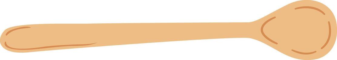 Light brown wooden spoon resting horizontally on a clean white background, serving as a versatile kitchen utensil for mixing, cooking, and serving various meals vector