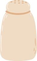 Simple illustration of a closed salt shaker with a perforated top and a brown band, isolated on a white background, representing cooking and seasoning vector