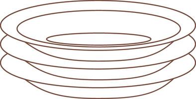 Four empty brown dinner plates are stacked one above the other, creating a simple yet evocative image of tableware, ready for a meal or a culinary presentation vector