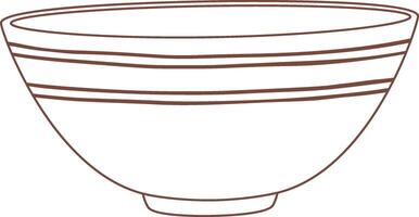Hand drawn illustration of an empty bowl featuring brown stripes, embodying a minimalist design aesthetic suitable for various culinary or artistic contexts vector