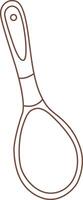 Simple brown line drawing depicting a wooden spoon featuring a hole for hanging, perfect for illustrating cooking, kitchen utensils, and various culinary themes in a minimalist style vector