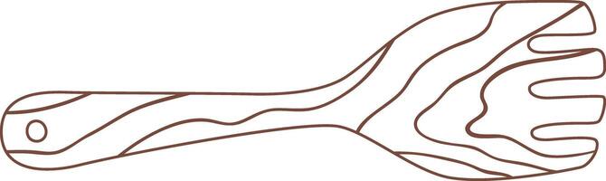 Simple line drawing featuring a wooden kitchen utensil, showcasing a detailed wood grain pattern. Set against a clean white background, emphasizing the minimalist design and natural texture vector