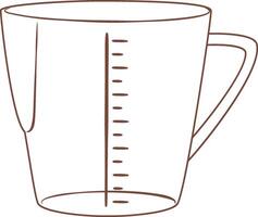 Simple brown line drawing of an empty measuring cup featuring a clear measuring scale, perfect for enhancing recipes, cooking, and baking endeavors in any kitchen vector