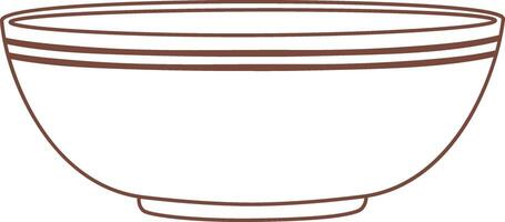 Simple illustration of a deep empty bowl with two brown horizontal lines on its side, representing a common household item used for serving food vector