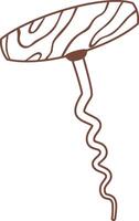 Simple brown corkscrew with wooden handle for opening wine bottles, isolated on white background, celebrating special occasions and enjoying delicious beverages vector