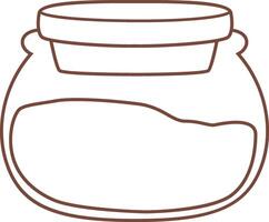Simple brown line drawing of a closed jar containing a brown substance on a white background, perfect for representing food, spices, or other ingredients vector