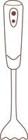 Simple brown line drawing of an immersion blender, isolated against a clean white background, symbolizing healthy eating habits and the joys of cooking at home vector