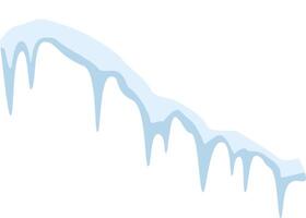 Snow melting and refreezing creates a striking row of icicles hanging from a roof during the winter season, beautifully contrasting against a pristine white background vector