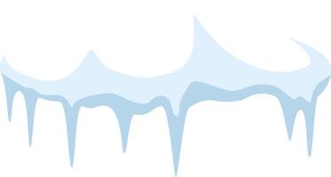 Melting snowdrift creating delicate icicles against a bright white background, offering a perfect visual for winter and Christmas themed projects and designs vector