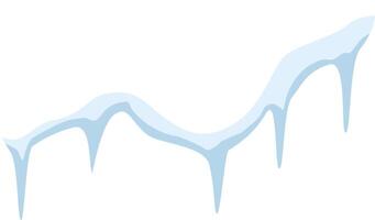 Melting snow cap creating delicate icicles against a pure white background, offering a serene touch ideal for winter and Christmas themed projects and designs vector