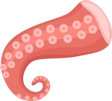 Cartoon illustration of a pink octopus tentacle curling on a white background, showing suction cups, creating a simple yet captivating image vector