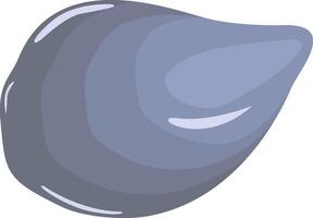 Cartoon illustration featuring a closed mussel shell, resting in isolation against a clean white background, embodying themes of seafood, marine life, and healthy eating practices vector