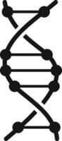 Black and white dna molecule forming double helix showing nucleotides forming base pairs connected by hydrogen bonds, simple icon style graphic vector