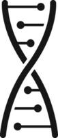 Simple black and white illustration of dna forming double helix with connecting nucleotides representing genetic code, inheritance and biological instructions vector