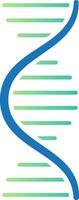 DNA double helix rotating on white background with blue and green gradient representing biotechnology, genetic engineering, and medical research vector