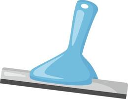 Cartoon illustration featuring a light blue squeegee designed for cleaning windows and various surfaces, showcasing a comfortable handle and a flexible rubber blade for effective use vector