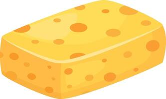Block of tasty yellow cheese with many holes isolated on white background representing a healthy and nutritious dairy product, ideal for cooking and snacking vector