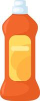 Orange plastic detergent bottle with white cap and yellow label is standing on white surface, bringing cleanliness and freshness to every home vector