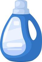 Blue detergent bottle featuring a blank label and measuring cap, positioned upright on a clean white background, providing ample space for custom designs or text vector