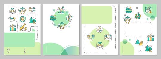 Biodiversitygreen circle brochure template. Causes of biodiversity loss. Ecosystems. Leaflet design with linear icons. Editable 4 layouts vector