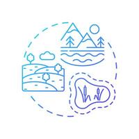 Ecosystem biodiversity blue gradient concept icon. Diverse landscapes. Different physical environments. Round shape line illustration. Abstract idea. Graphic design. Easy to use in article vector