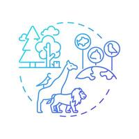 Species biodiversity blue gradient concept icon. Diversity of life forms across ecosystems. Protect habitats. Round shape line illustration. Abstract idea. Graphic design. Easy to use in article vector