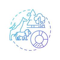 Species richness blue gradient concept icon. Biodiversity measurement. Diverse animals within ecosystem. Round shape line illustration. Abstract idea. Graphic design. Easy to use in article vector