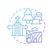 Habitat loss blue gradient concept icon. Biodiversity decline cause. Wildlife and environmental balance threat. Round shape line illustration. Abstract idea. Graphic design. Easy to use in article vector
