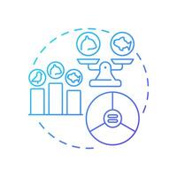 Species evenness blue gradient concept icon. Biodiversity measurement. Balanced species distribution in ecosystem. Round shape line illustration. Abstract idea. Graphic design. Easy to use in article vector