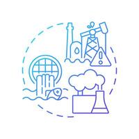 Pollution of ecosystem blue gradient concept icon. Biodiversity decline cause. Toxic emission, water contamination. Round shape line illustration. Abstract idea. Graphic design. Easy to use in article vector