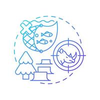 Overexploitation blue gradient concept icon. Biodiversity loss cause. Unsustainable use of natural resources. Round shape line illustration. Abstract idea. Graphic design. Easy to use in article vector