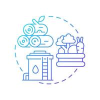 Provisioning service blue gradient concept icon. Ecosystem service. Natural resources like timber, water and crops. Round shape line illustration. Abstract idea. Graphic design. Easy to use in article vector